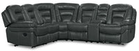 Leo 6-Piece Leather-Look Fabric Reclining Sectional with Storage Console and Dual Cupholders - Grey 