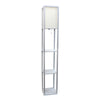 Simple Designs Floor Lamp with Shelf - Grey