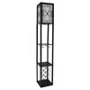 Simple Designs Floor Lamp with Shelf and Wine Rack - Black