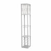 Simple Designs Floor Lamp with Shelf and Wine Rack - Grey