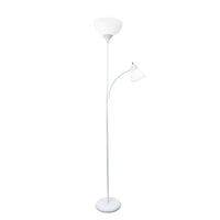 Simple Designs Floor Lamp with Reading Light - White