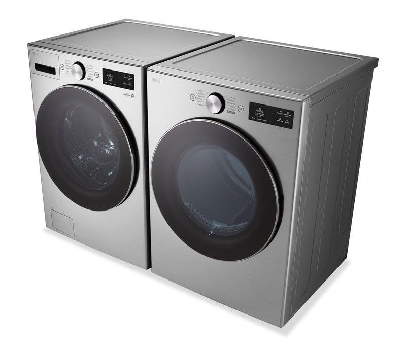 LG 5.8 Cu. Ft. Smart Front-Load Steam Washer and 7.4 Cu. Ft. Front-Load Electric Dryer – Graphite Steel