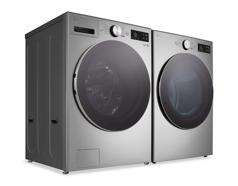 LG 5.8 Cu. Ft. Smart Front-Load Steam Washer and 7.4 Cu. Ft. Front-Load Electric Dryer – Graphite Steel