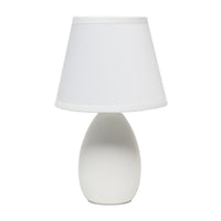 Simple Designs Mini Egg Oval Ceramic Table Lamp - White