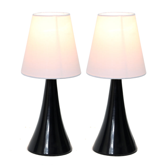 Simple Designs Valencia Colours 2-Piece Mini Touch Table Lamp Set - Black