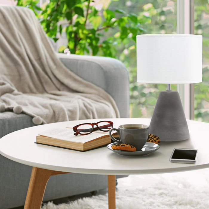 Simple Designs Pinnacle Concrete Table Lamp - White