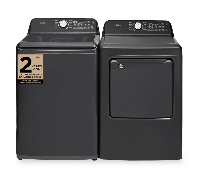 Midea 5.1 Cu. Ft. Smart Agitator Washer and 7.0 Cu. Ft. Tumble Dryer - Black
