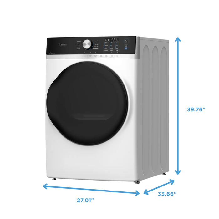 Midea 5.2 Cu. Ft. Front Load Washer and 8.0 Cu. Ft. Tumble Dryer with Steam Care – White
