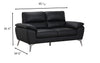 Mystic 65.7” Contemporary Genuine Leather Loveseat – Black | Causeuse contemporaine Mystic de 65,7 po en cuir véritable - noire