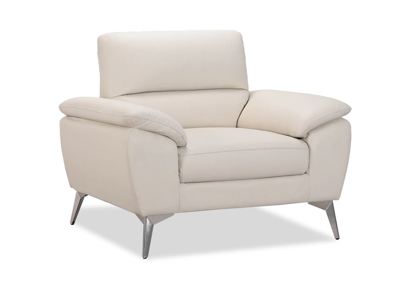 Mystic 41.7” Contemporary Genuine Leather Chair - Frost