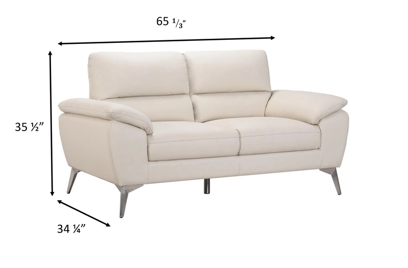 Mystic 65.7” Contemporary Genuine Leather Loveseat - Frost