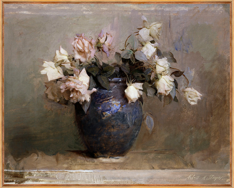 Vintage Vase Framed Linen Textured Artwork - 17\" x 21\"