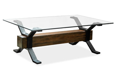 Newton 47.75" Coffee Table with Glass Top - Toasted Nutmeg | Table à café Newton de 47,75 po avec dessus en verre - muscade grillée