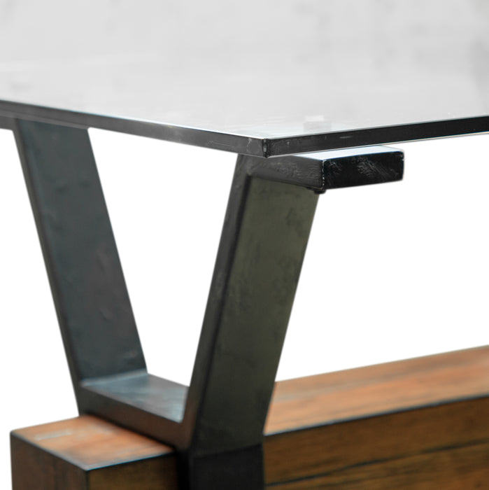 Newton 26\" End Table with Glass Top - Toasted Nutmeg