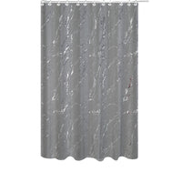 Polyester Silver Foil Marble Printed Shower Curtain Grey