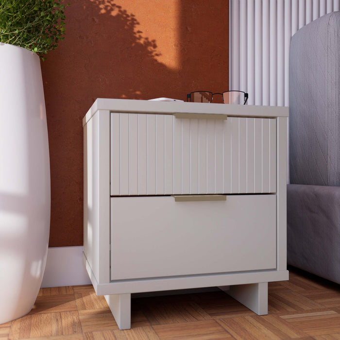 Manhattan Comfort Granville Modern Nightstand with Full Extension Drawer - White