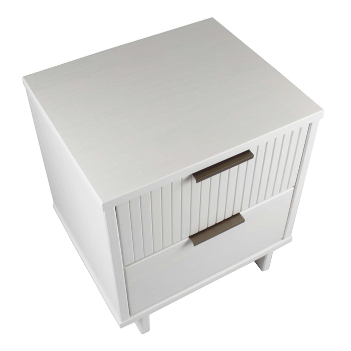 Manhattan Comfort Granville Modern Nightstand with Full Extension Drawer - White