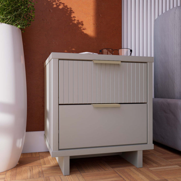 Manhattan Comfort Granville Modern Nightstand with Full Extension Drawer - Dark Grey