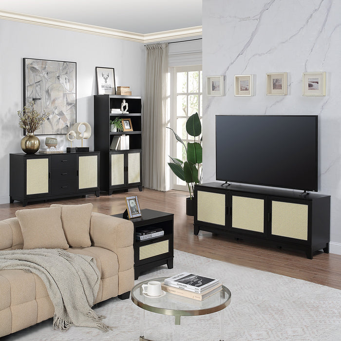 Manhattan Comfort Sheridan Modern Cane Nightstand - Black