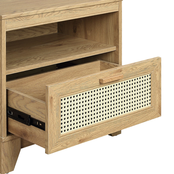 Manhattan Comfort Sheridan Modern Cane Nightstand - Natural