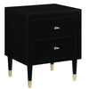 Manhattan Comfort Stanton Modern Nightstand with 2 Full Extension Drawers & Solid Wood Legs - Black