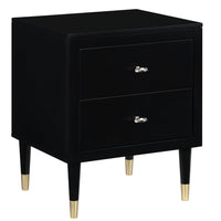 Manhattan Comfort Stanton Modern Nightstand with 2 Full Extension Drawers & Solid Wood Legs - Black