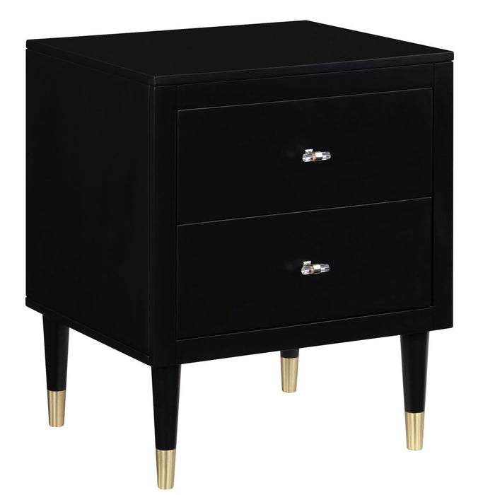 Manhattan Comfort Stanton Modern Nightstand with 2 Full Extension Drawers & Solid Wood Legs - Black