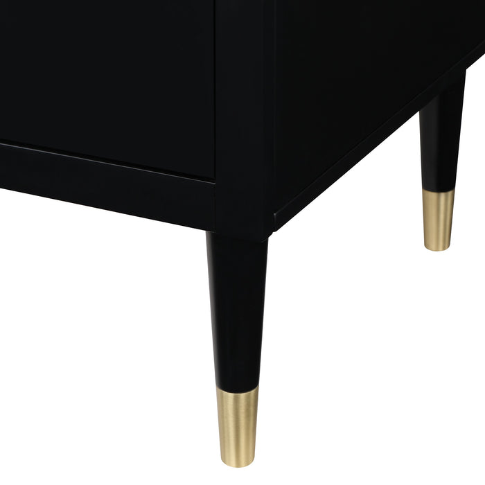Manhattan Comfort Stanton Modern Nightstand with 2 Full Extension Drawers & Solid Wood Legs - Black