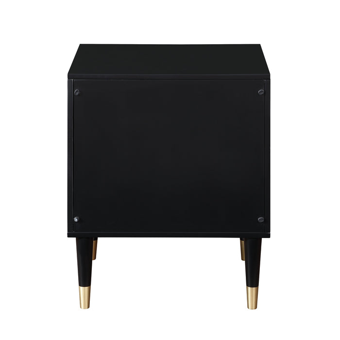 Manhattan Comfort Stanton Modern Nightstand with 2 Full Extension Drawers & Solid Wood Legs - Black
