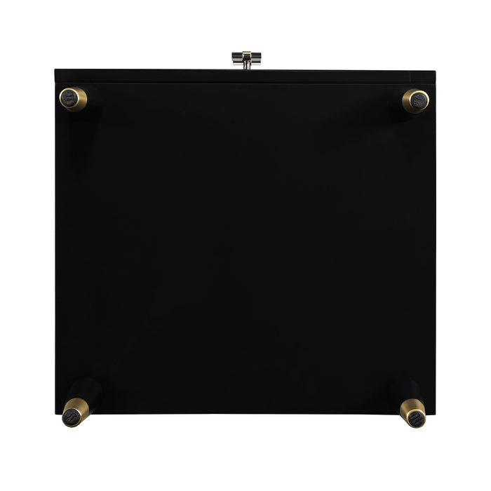 Manhattan Comfort Stanton Modern Nightstand with 2 Full Extension Drawers & Solid Wood Legs - Black