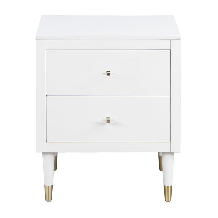 Manhattan Comfort Stanton Modern Nightstand with 2 Full Extension Drawers & Solid Wood Legs - White