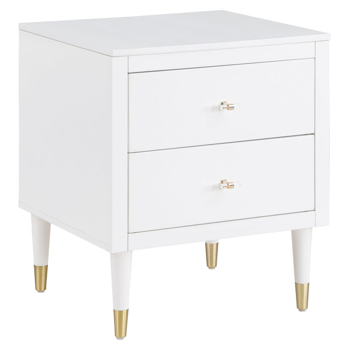 Manhattan Comfort Stanton Modern Nightstand with 2 Full Extension Drawers & Solid Wood Legs - White