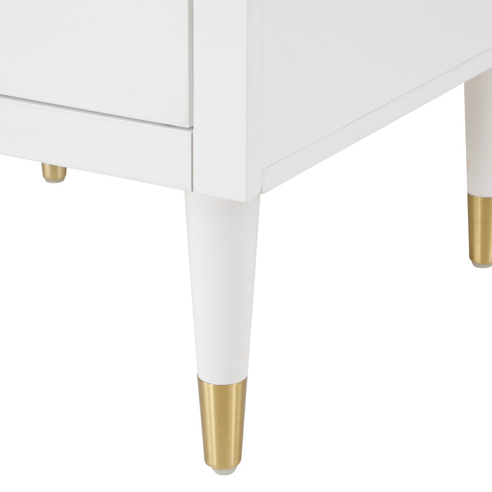 Manhattan Comfort Stanton Modern Nightstand with 2 Full Extension Drawers & Solid Wood Legs - White