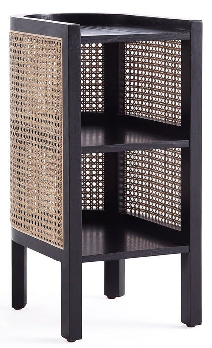 Manhattan Comfort Versailles End Table - Black & Natural Cane