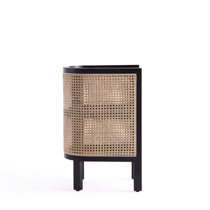 Manhattan Comfort Versailles End Table - Black & Natural Cane