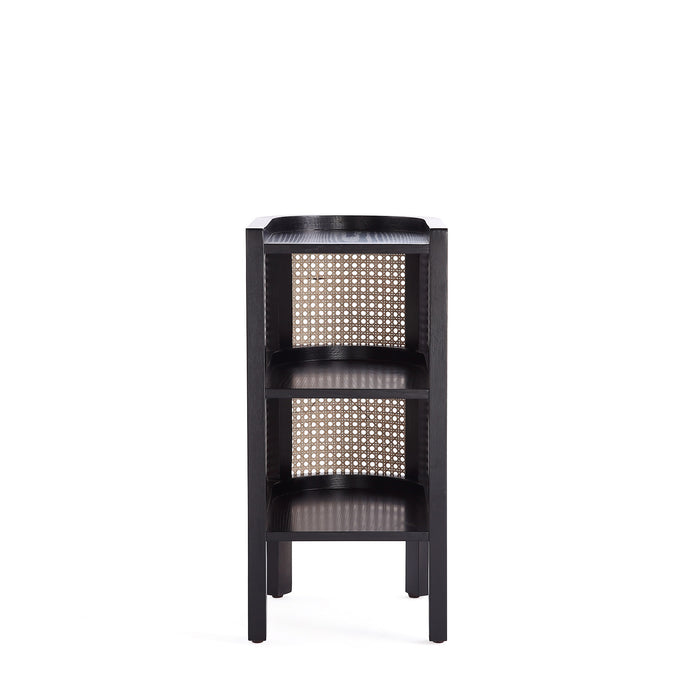 Manhattan Comfort Versailles End Table - Black & Natural Cane