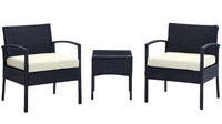 Manhattan Comfort Noli Steel Rattan 3-Piece Patio Conversation Set - Cream