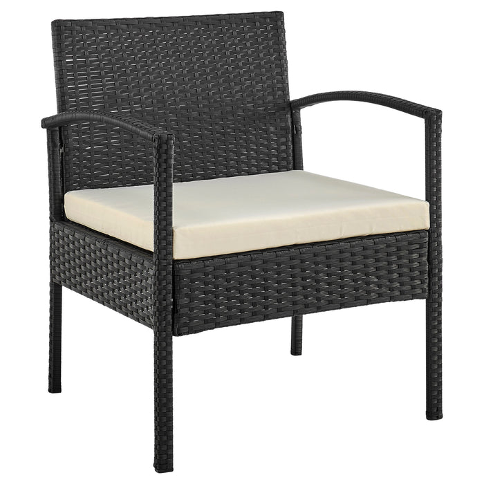 Manhattan Comfort Noli Steel Rattan 3-Piece Patio Conversation Set - Cream