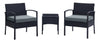 Manhattan Comfort Noli Steel Rattan 3-Piece Patio Conversation Set - Grey