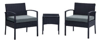 Manhattan Comfort Noli Steel Rattan 3-Piece Patio Conversation Set - Grey
