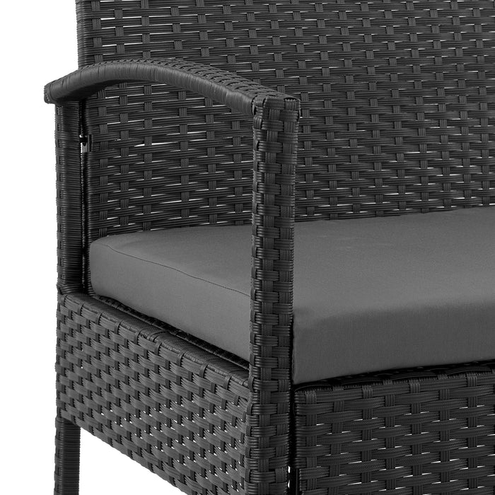 Manhattan Comfort Noli Steel Rattan 3-Piece Patio Conversation Set - Grey