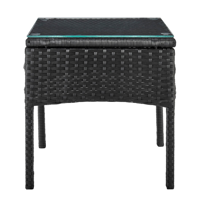 Manhattan Comfort Noli Steel Rattan 3-Piece Patio Conversation Set - Grey