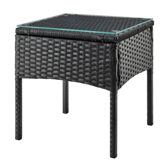 Manhattan Comfort Noli Steel Rattan 3-Piece Patio Conversation Set - Grey