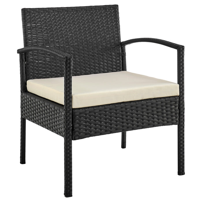 Manhattan Comfort Noli Steel Rattan 4-Piece Patio Conversation Set with Cushions - Cream