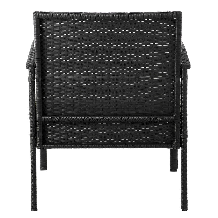 Manhattan Comfort Noli Steel Rattan 4-Piece Patio Conversation Set with Cushions - Cream