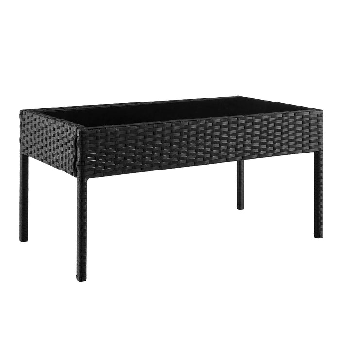 Manhattan Comfort Noli Steel Rattan 4-Piece Patio Conversation Set with Cushions - Grey