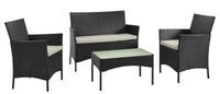 Manhattan Comfort Imperia Steel Rattan 4-Piece Patio Conversation Set - Cream