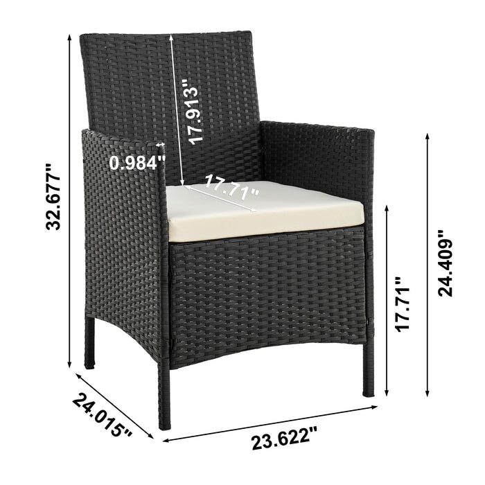 Manhattan Comfort Imperia Steel Rattan 4-Piece Patio Conversation Set - Cream