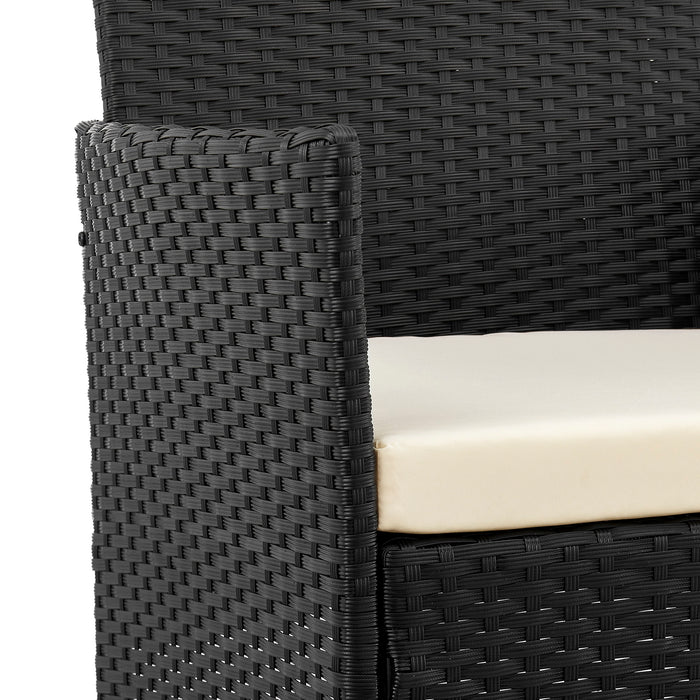 Manhattan Comfort Imperia Steel Rattan 4-Piece Patio Conversation Set - Cream