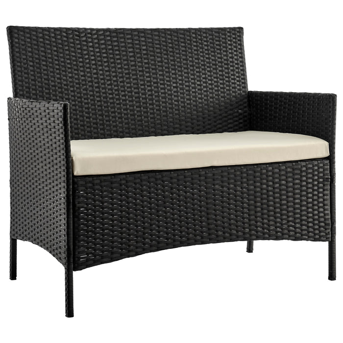 Manhattan Comfort Imperia Steel Rattan 4-Piece Patio Conversation Set - Cream